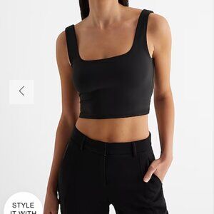 NWT - Express Body Contour High Compression Square Neck Cropped Tank in Black